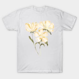 White watercolor flowers over yellow T-Shirt